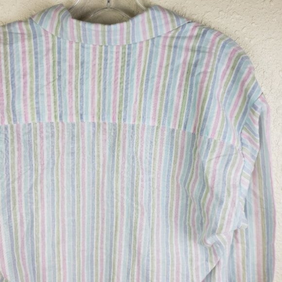 Superdown Revolve Damion 100% Cotton Button Up Shirt in Rainbow Stripes size XS - Picture 11 of 16